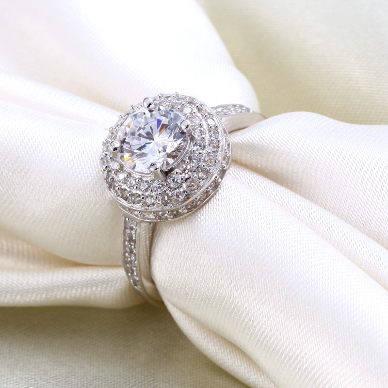 1 Carat Round Cut Simulated Diamond Engagement Ring - View 5 | SelinJewels