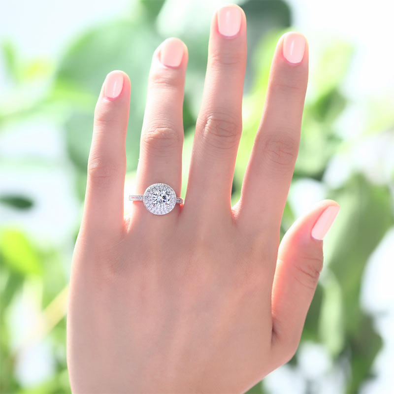 1 Carat Round Cut Simulated Diamond Engagement Ring - View 6 | SelinJewels