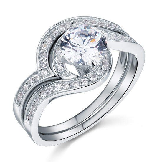 1.25 Carat Simulated Diamond 2-Pcs Ring Set - View 6 | SelinJewels