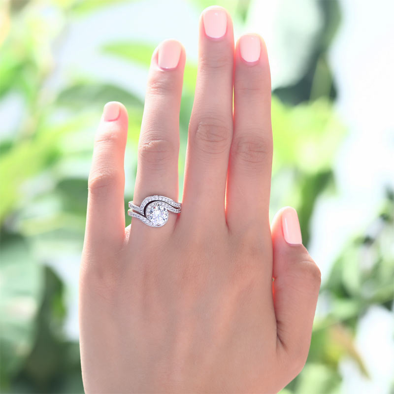 1.25 Carat Simulated Diamond 2-Pcs Ring Set - View 2 | SelinJewels