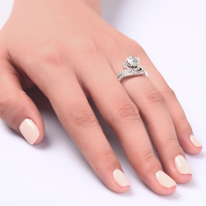 1.25 Carat Simulated Diamond 2-Pcs Ring Set - View 4 | SelinJewels