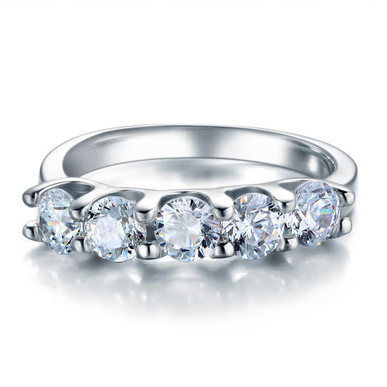 1.25 Carat Five Stone Simulated Diamond Bridal Ring - View 3 | SelinJewels