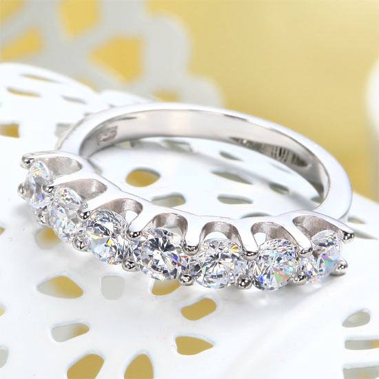 1.75 Carat Seven Stone Solid 925 Sterling Silver Wedding Ring Jewelry