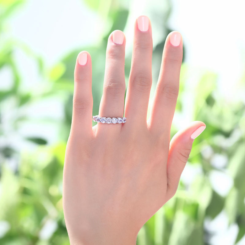 1.75 Carat Seven Stone Solid 925 Sterling Silver Wedding Ring Jewelry