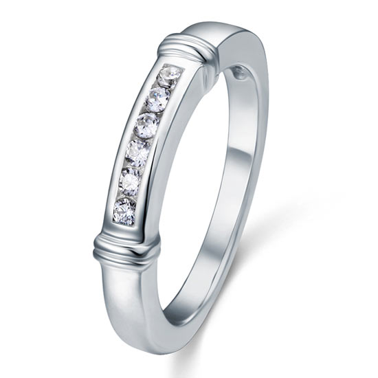 Simulated Diamond Solid Sterling 925 Silver Wedding Ring - View 5 | SelinJewels