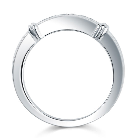Simulated Diamond Solid Sterling 925 Silver Wedding Ring - View 4 | SelinJewels