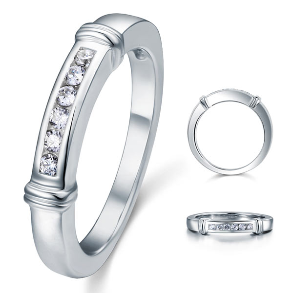 Simulated Diamond Solid Sterling 925 Silver Wedding Ring | SelinJewels