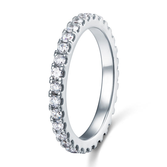 Eternity Ring Simulated Diamond Wedding Band - View 4 | SelinJewels