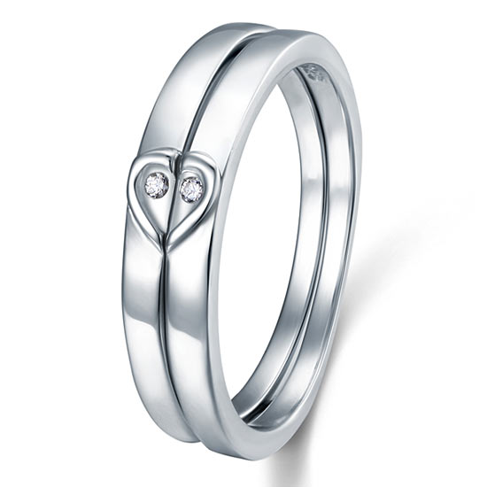 Heart Simulated Diamond 2-Pc Wedding Ring Set - View 4 | SelinJewels