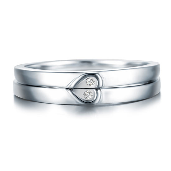 Heart Simulated Diamond 2-Pc Wedding Ring Set - View 3 | SelinJewels