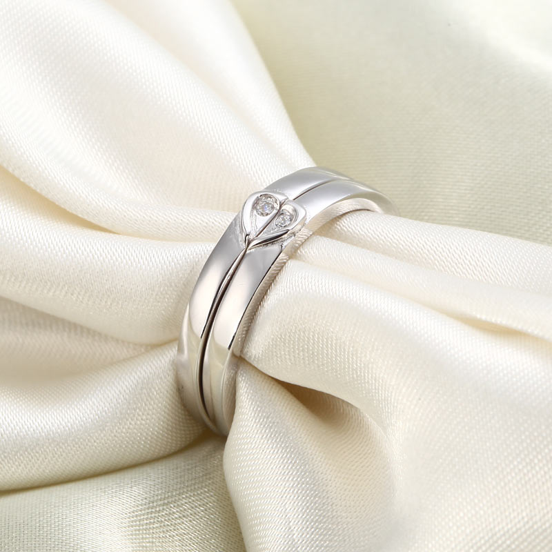 Heart Simulated Diamond 2-Pc Wedding Ring Set - View 2 | SelinJewels