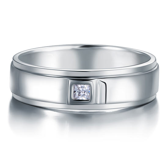 Bezel Setting Men's Solid Sterling 925 Silver Ring - View 3 | SelinJewels