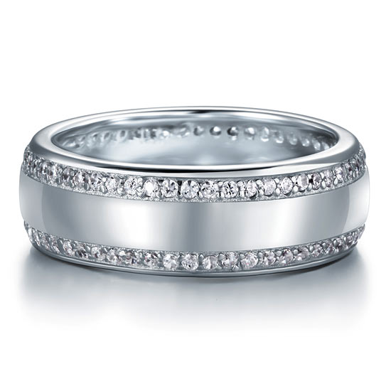 Men's Wedding Band Solid Sterling Silver Ring - View 3 | SelinJewels