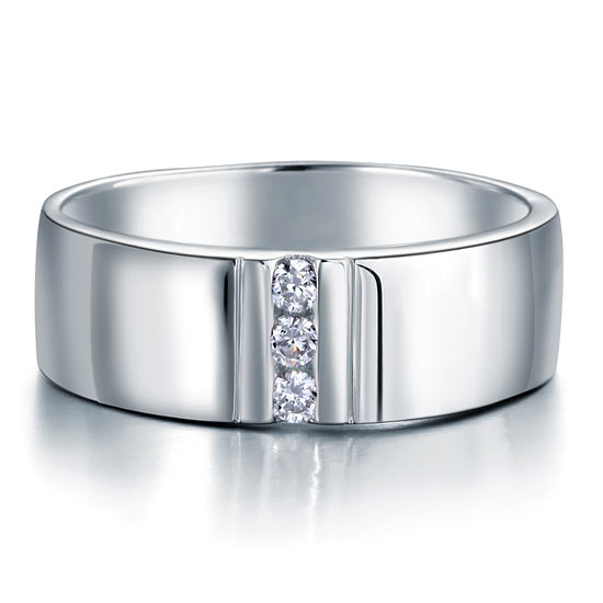 Men's Wedding Band Solid Sterling Silver Ring - View 3 | SelinJewels