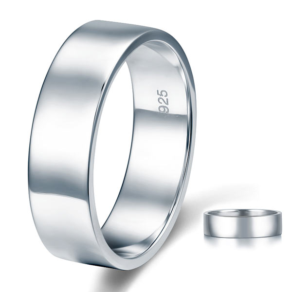 Men's Solid Sterling 925 Silver Wedding Band Ring | SelinJewels