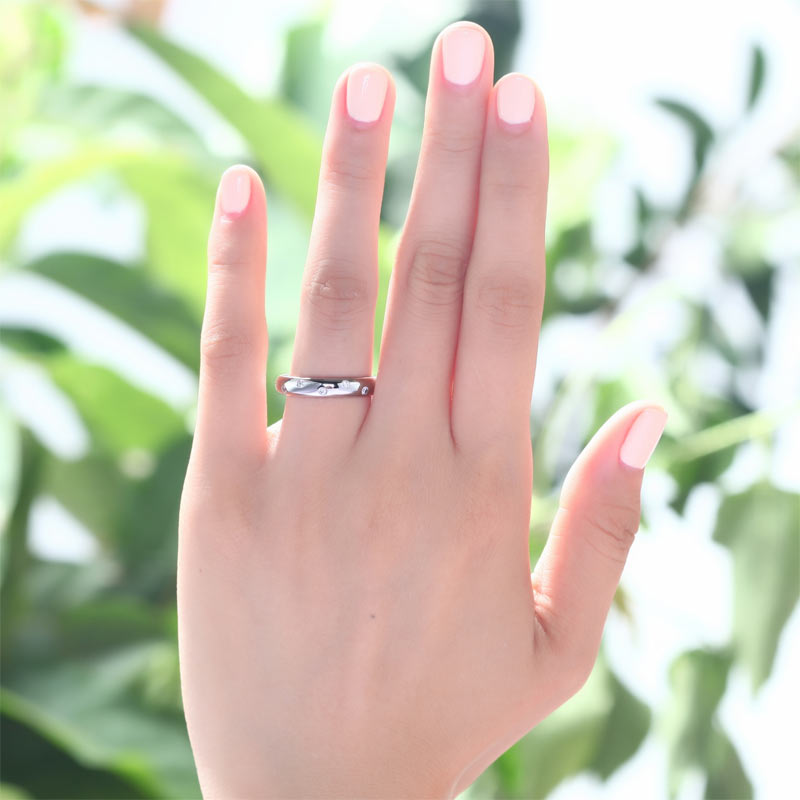 Simulated Diamond Wedding Band Solid Sterling Silver Ring - View 2 | SelinJewels