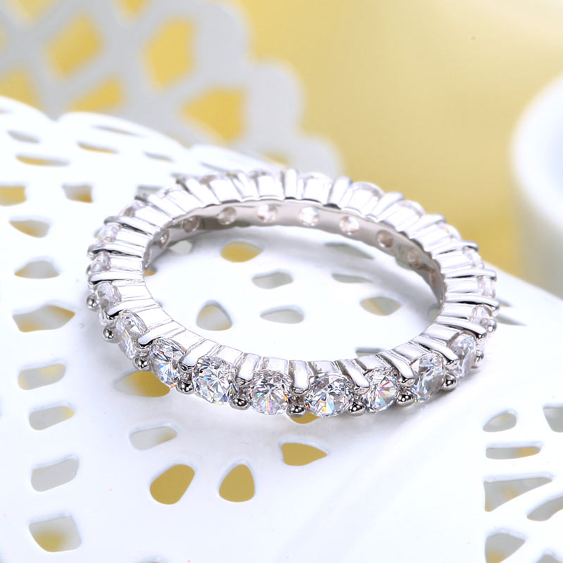 Solid 925 Sterling Silver Eternity Stacking Ring - View 3 | SelinJewels