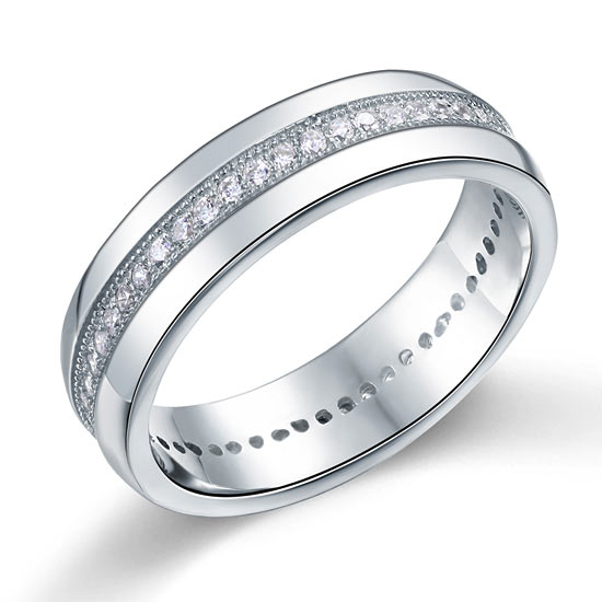 Men's Wedding Band Simulated Diamond Ring - View 3 | SelinJewels