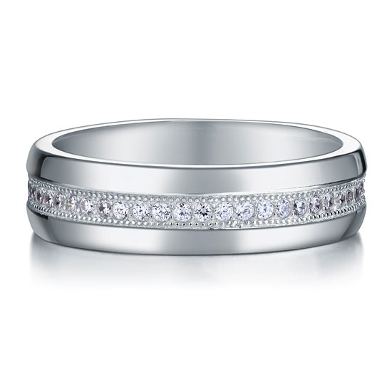 Men's Wedding Band Simulated Diamond Ring - View 4 | SelinJewels