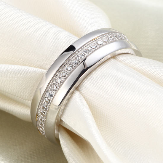 Men's Wedding Band Simulated Diamond Ring - View 2 | SelinJewels