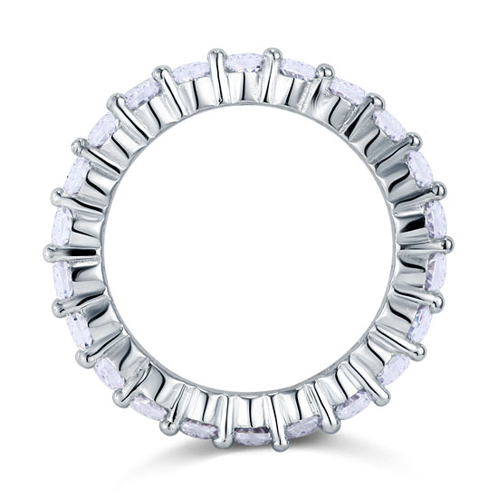 Oval Cut Eternity Solid Sterling 925 Silver Wedding Ring Band Jewelry