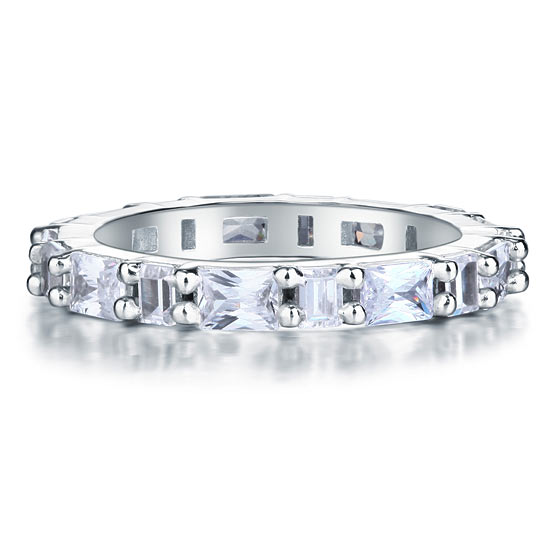 Emerald Cut Solid Sterling 925 Silver Ring - View 3 | SelinJewels