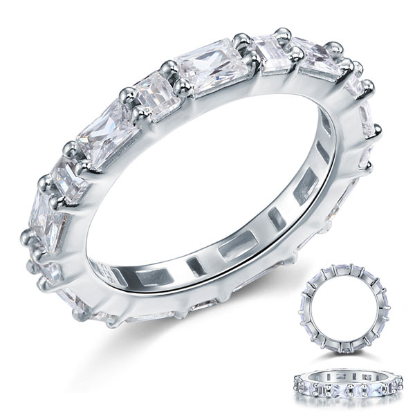 Emerald Cut Solid Sterling 925 Silver Ring | SelinJewels
