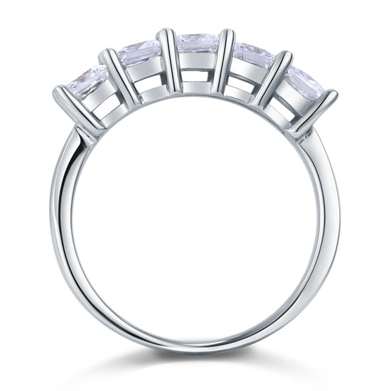 Princess Cut Five Stone 1.25 Ct Solid 925 Sterling Silver Bridal Wedding Band Ring Jewelry