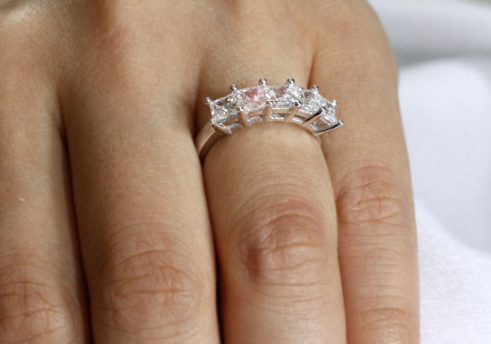 Princess Cut Five Stone 1.25 Ct Solid 925 Sterling Silver Bridal Wedding Band Ring Jewelry