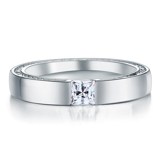 Princess Cut Simulated Diamond Solid Sterling Silver Ring - View 4 | SelinJewels