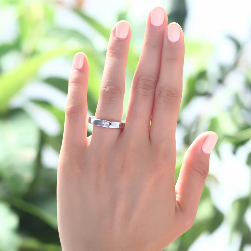 Princess Cut Simulated Diamond Solid Sterling Silver Ring - View 2 | SelinJewels