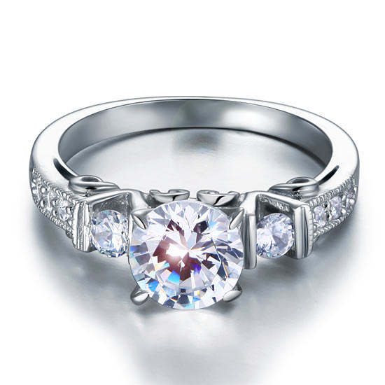 Vintage Style 1.25 Carat Simulated Diamond Engagement Ring - View 5 | SelinJewels