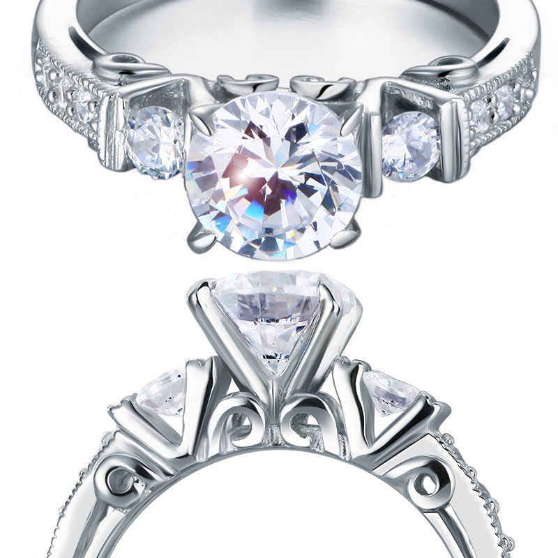 Vintage Style 1.25 Carat Simulated Diamond 925 Sterling Silver Engagement Ring | SelinJewels