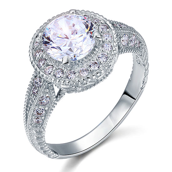 Vintage Style 2 Carat Simulated Diamond Engagement Ring - View 5 | SelinJewels