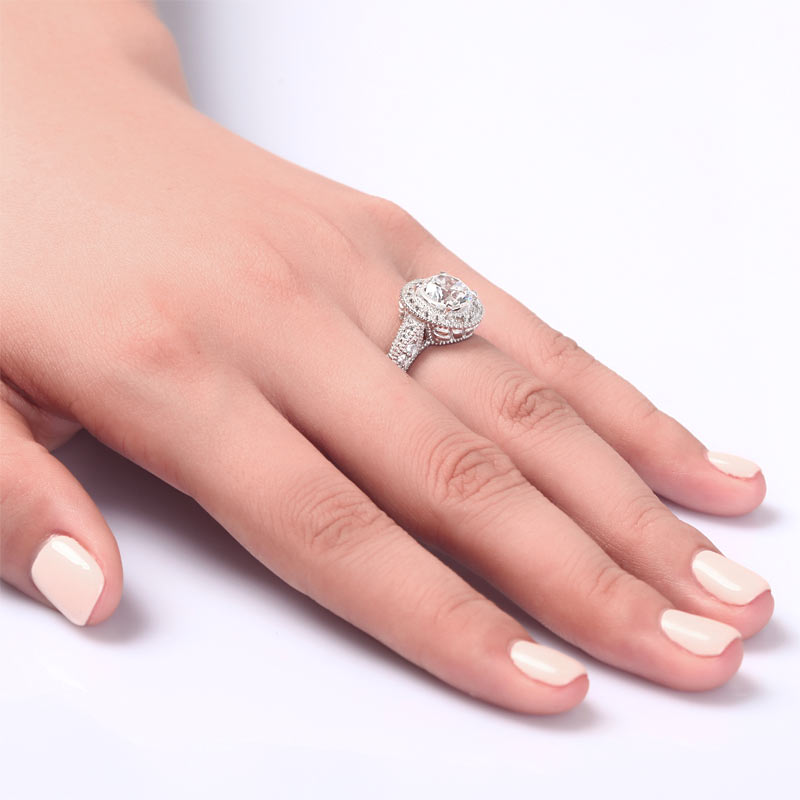Vintage Style 2 Carat Simulated Diamond Solid 925 Sterling Silver Wedding Engagement Ring