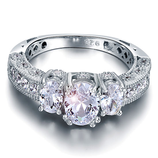 Vintage Style 2 Carat Simulated Diamond Wedding Ring - View 3 | SelinJewels