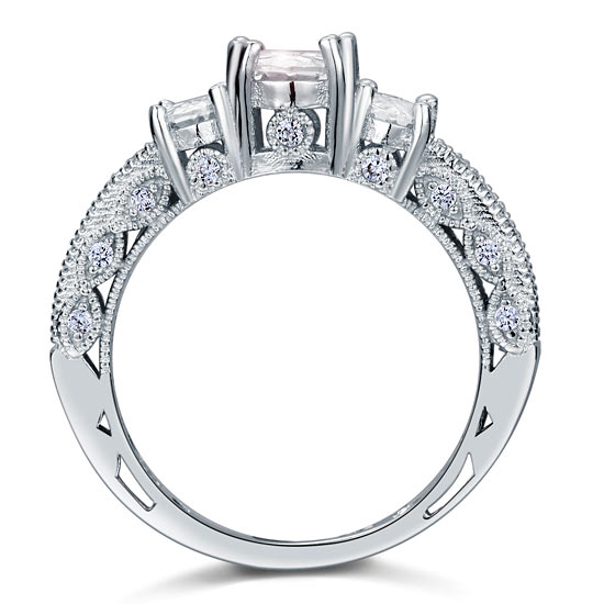 Vintage Style 2 Carat Simulated Diamond Wedding Ring - View 5 | SelinJewels