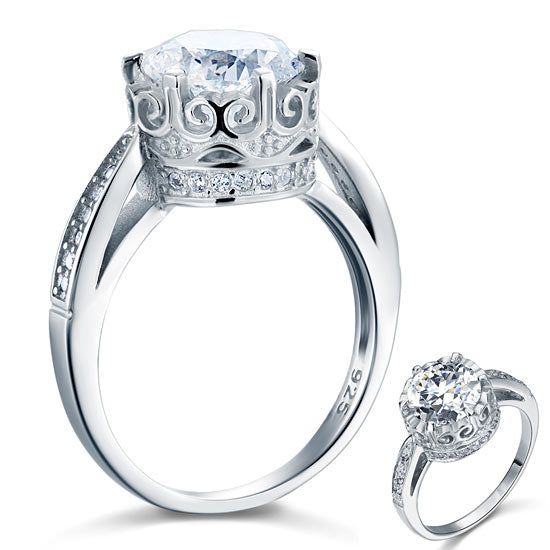 Vintage Style 2.5 Ct Solid 925 Sterling Silver Wedding Engagement Ring | SelinJewels