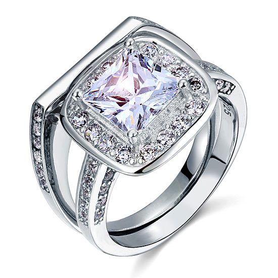Vintage Style 2 Carat Simulated Diamond 2-Pc Bridal Ring Set - View 5 | SelinJewels