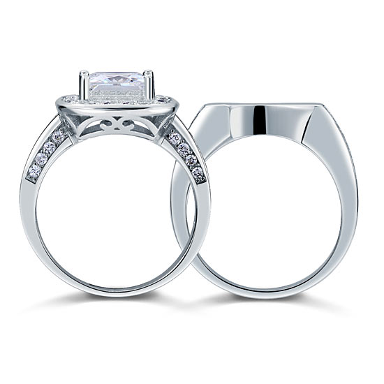 Vintage Style 2 Carat Simulated Diamond 2-Pc Bridal Ring Set - View 4 | SelinJewels