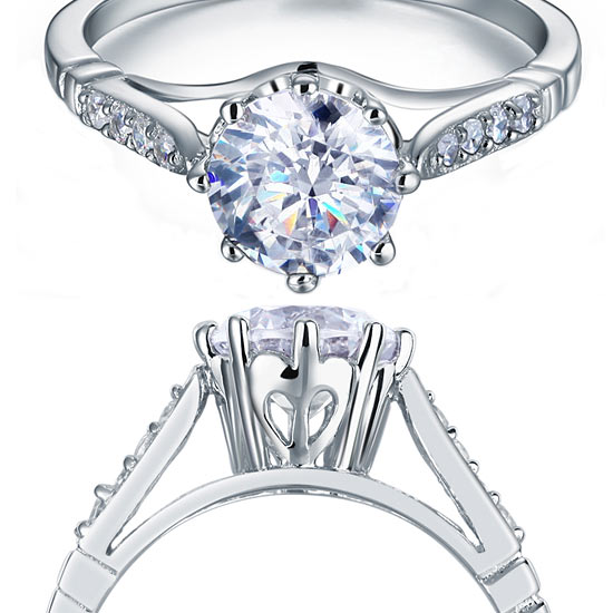 2 Carat Round Cut Ring Solid 925 Sterling Silver Wedding Anniversary Engagement
