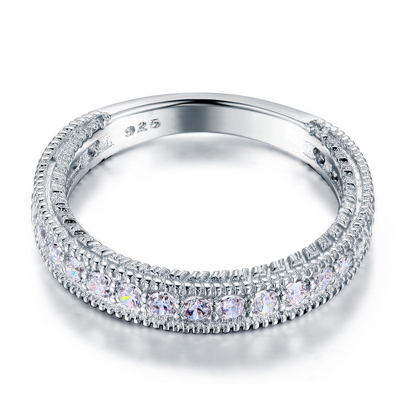Vintage Style Art Deco Simulated Diamond Eternity Ring - View 3 | SelinJewels
