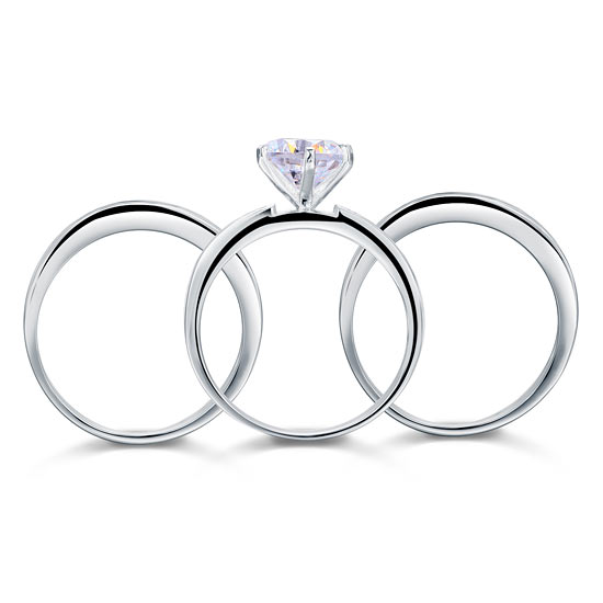 2 Ct Simulated Diamond 3-Pcs Wedding Ring Set - View 5 | SelinJewels