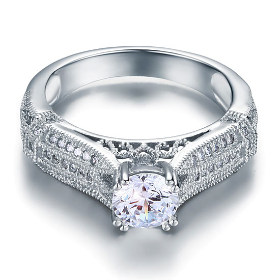 Vintage Style 1 Carat Simulated Diamond Bridal Ring - View 5 | SelinJewels