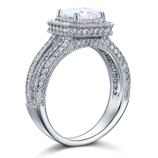 Vintage Style 1.5 Carat Simulated Diamond Bridal Ring - View 4 | SelinJewels