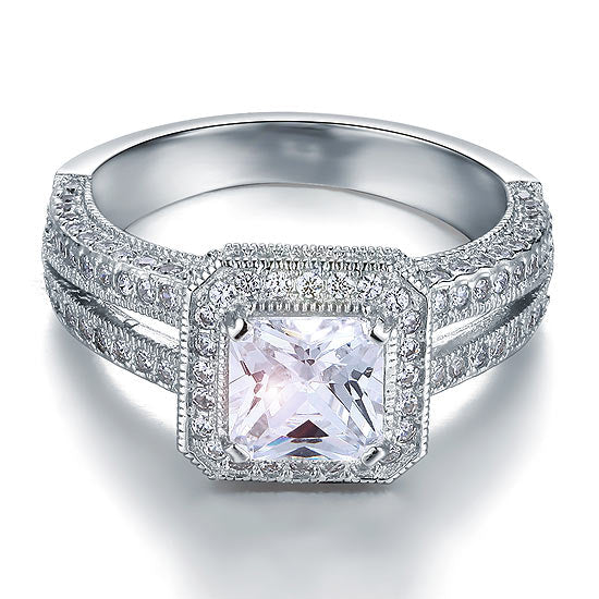 Vintage Style 1.5 Carat Simulated Diamond Bridal Ring - View 3 | SelinJewels