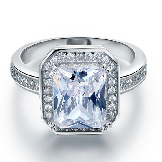 4 Carat Rectangle Wedding Engagement Ring - View 2 | SelinJewels