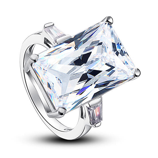Princess Cut Simulated Diamond 925 Sterling Silver Luxury Ring - View 3 | SelinJewels