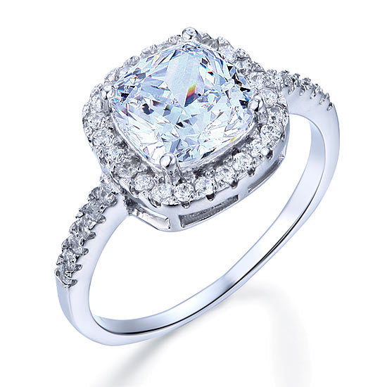 Solid 925 Sterling Silver Bridal Wedding Anniversary Ring 3 Carat Cushion Cut | SelinJewels