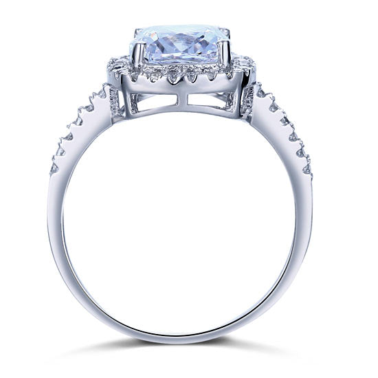 Solid 925 Sterling Silver Bridal Wedding Anniversary Engagement Ring 3 Carat Cushion Cut